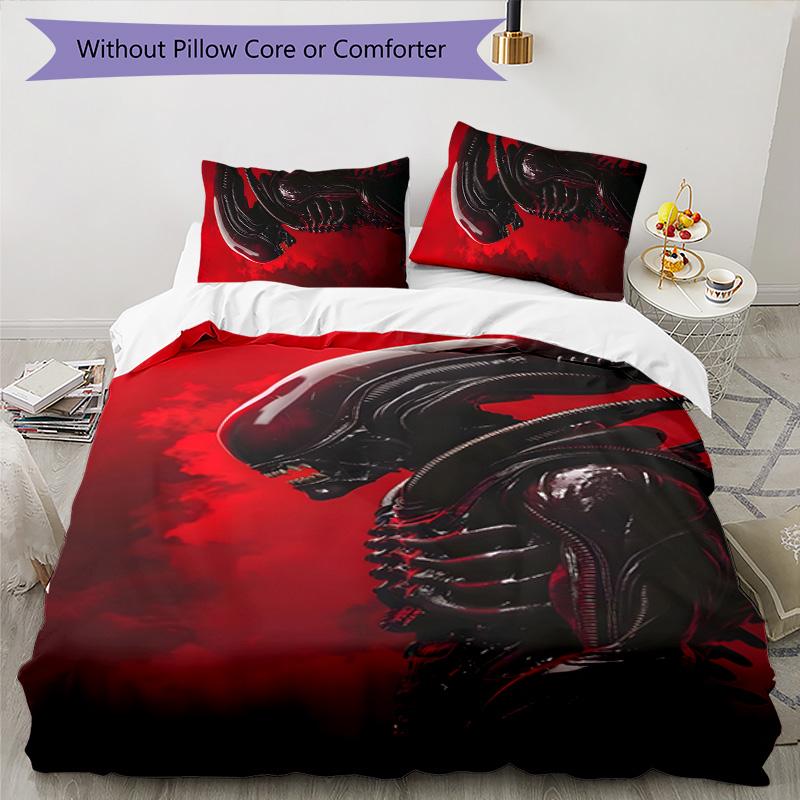 Alien 3pcs Bedding Set Duvet Cover Closure Includes 1 Duvet Cover & 2 Pillowcases for All Seasons Bedroom Home Dorm Decor