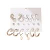 1 Set Cercei Hoop Formă Rotundă Bijuterii cu Strasuri Geometrie Perle Faux Cercei Cerc Femei
