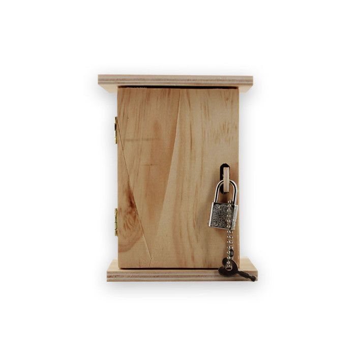 MégaCréa DIY - Tirelire en bois avec cadenas 10 x 10 x 13,5 cm