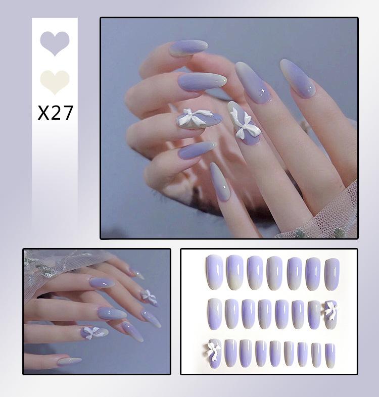 Wearing Nail Finished Fake Nail Ice Penetrating Butterfly Nail Patch Nail Patch Bow Ballet Nail Art Wearing Nail Glue type