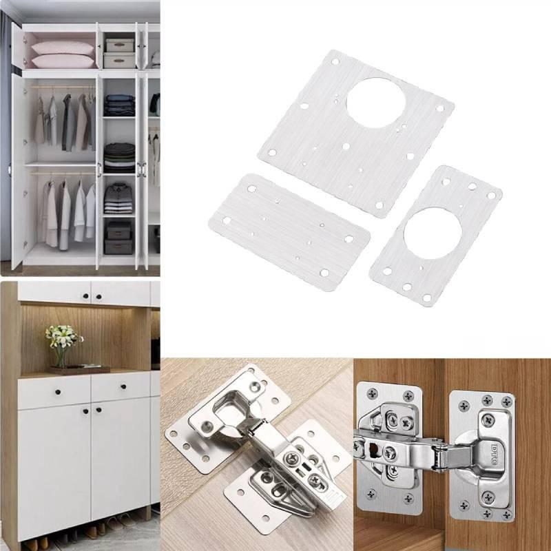 Cupboard Door Kitchen Hinge Repair Kit Plate Fixing Screws Cabinet Durable Tool