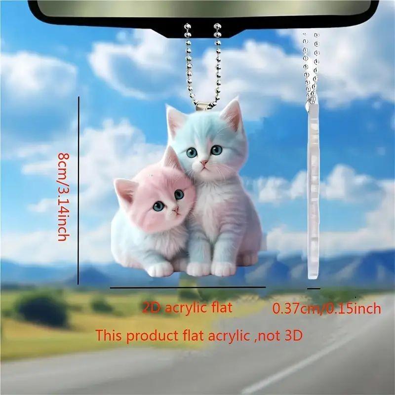 Acrylic Stylish Cartoon Cat Pendant For Car Decoration Playful Vehicle Accessory