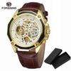 Fashion Forsining Top Brand Transparenthollow Luminous Hand Gear Movement Retro Royal Design Men Mechanical Skeleton Wrist Watch