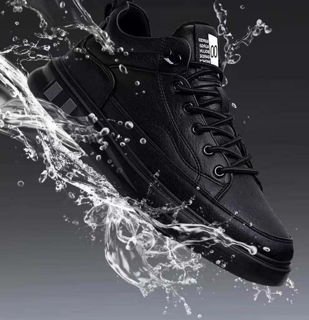 2025 Men's Breathable Leather Skate Shoes: Autumn/Winter Waterproof Non-Slip Casual Running Sneakers
