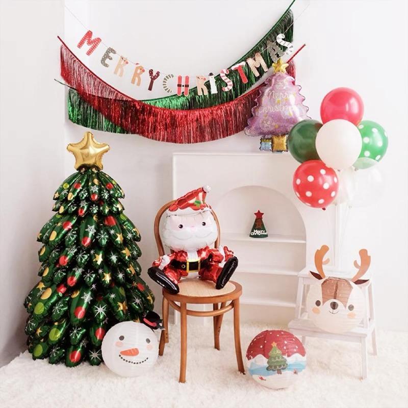 Large Vertical 3D Christmas Tree Decoration DIY Inflatable Splicing Balloons Christmas Tree Home New Year Christmas Decoration.