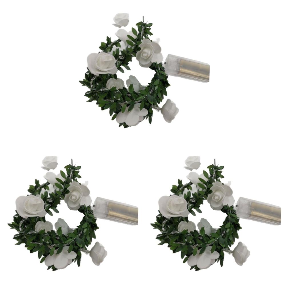 Romantic LED Rose Flower Garland String Light Simulated Wreath Decor For Valentine's Day Wedding Party DIY Ambient Lighting Gift