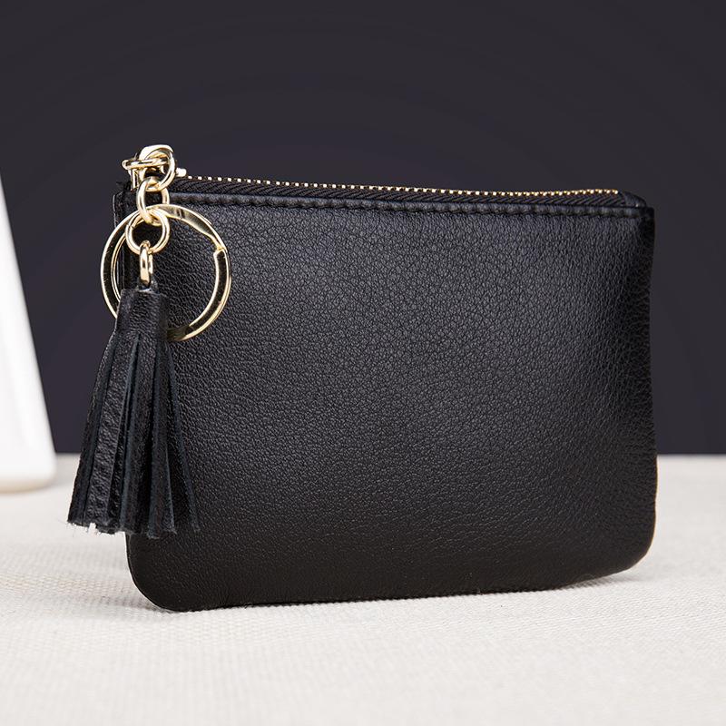 Mini women's change bag, coin bag, small wallet, first layer cowhide zipper, simple key money bag in hand
