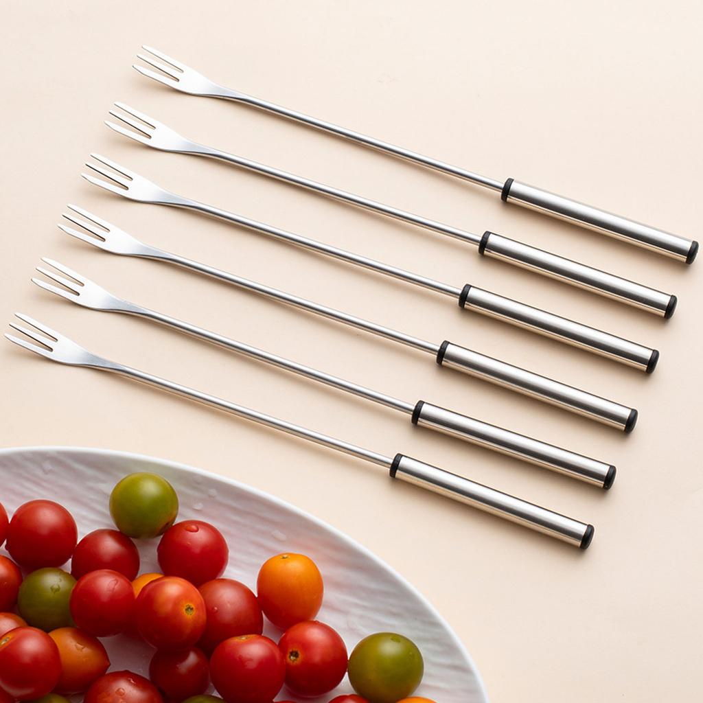 9.37in Stainless Steel Fondue Forks Lightweight Heatproof Cheese Fondue Sticks Barbecue Fruit Dessert Forks Easy To
