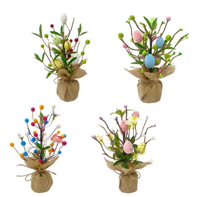 Home Vase Decoration Colorful DIY Painting Egg Flower Plant Easter Artificial Flowers Egg Easter Egg Flower For Seasonal Table