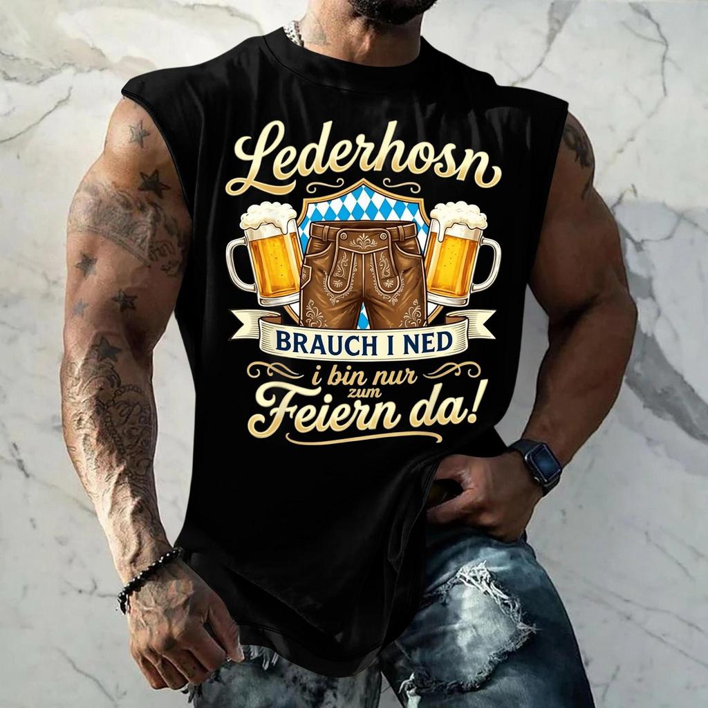 Męski Tank Top Bez Rękawów Luźny Krój Codzienny Streetwear Letnia Koszulka na Mięśnie Graficzny Nadruk Festiwal Piwa Codzienny Ubiór