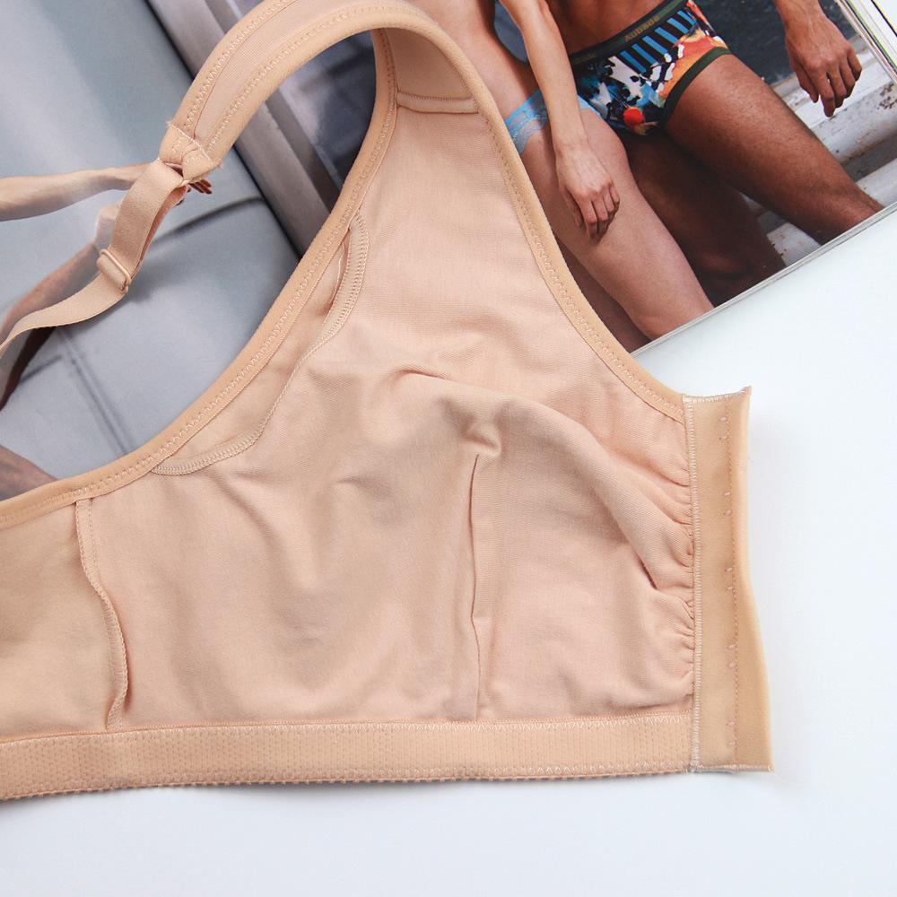 European and American Large Size Front Buckle Without Steel Ring Thin Adjustable Underwear Large Chest Small Bra
