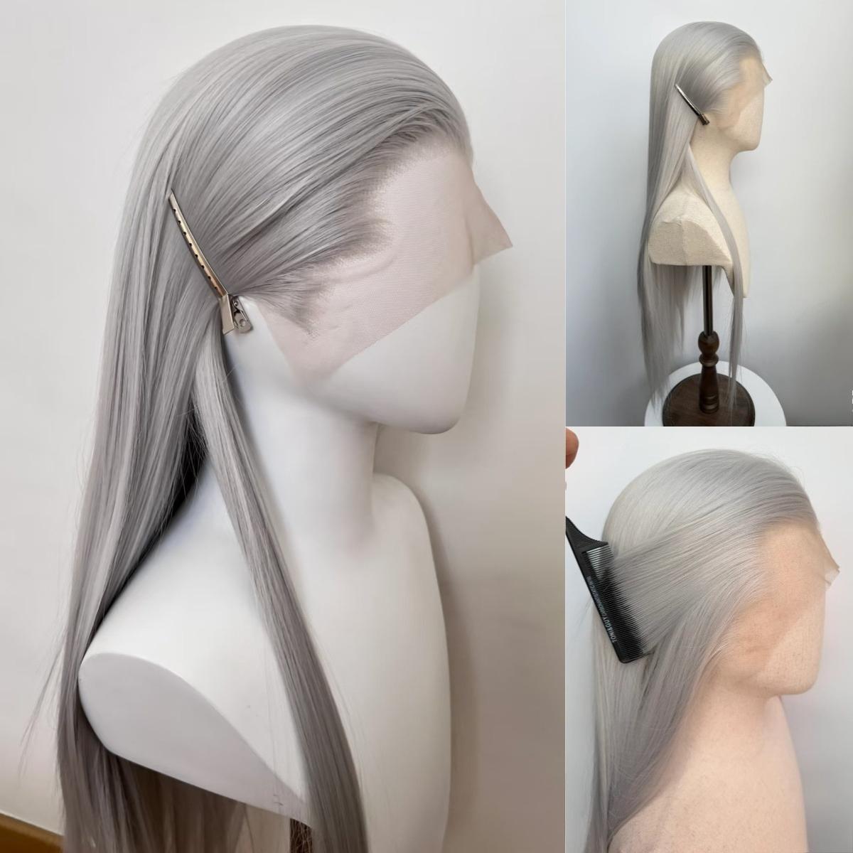 

Black Lace Front Wig 26inch Synthetic Lace Wigs Long Straight Hair Heat-resistant Fibers for Cosplay High Quality Synthetic Wig (as the picture,26inches&150%&1pc)