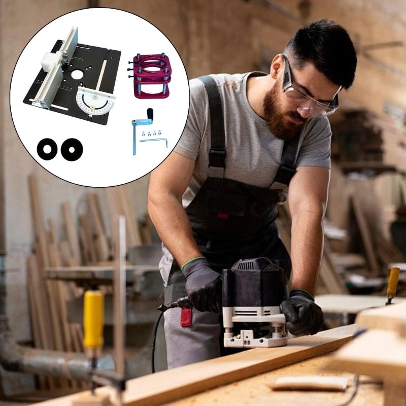 Professional Wood Router Lift Assembly Aluminum Alloy Base Plate 240x200mm Size Manual Adjustment Woodworking Station