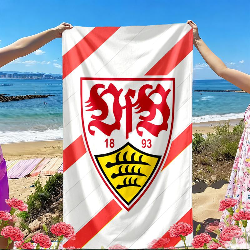 VfB Stuttgart Druck Strandtuch, Vielseitiges Leichtes Saugfähiges Strandtuch für Pool Surfen Yoga Badezimmer, Perfektes Geburtstags-Urlaubsgeschenk