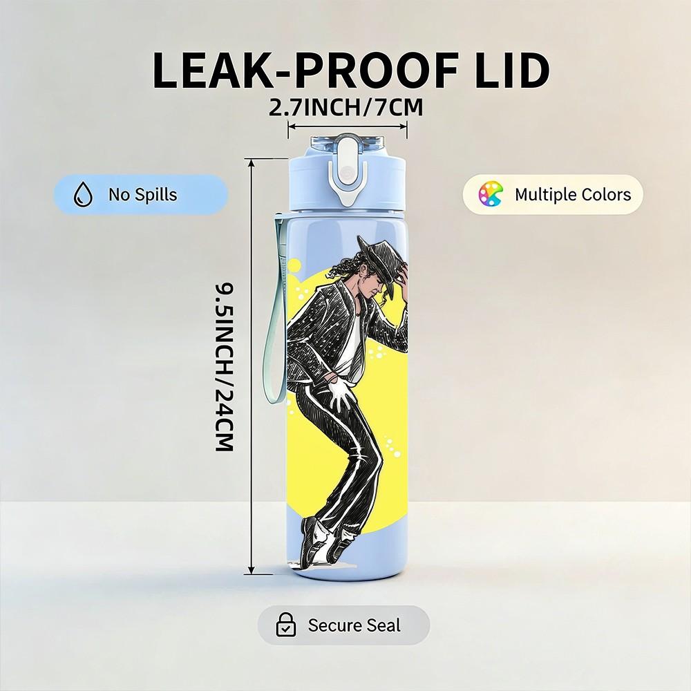 1PC Dancing Singer Silhouette 750ml Color Plastic Sports Water Bottle Leakproof Flip Straw Lid Suitable for Sports Office Home Use