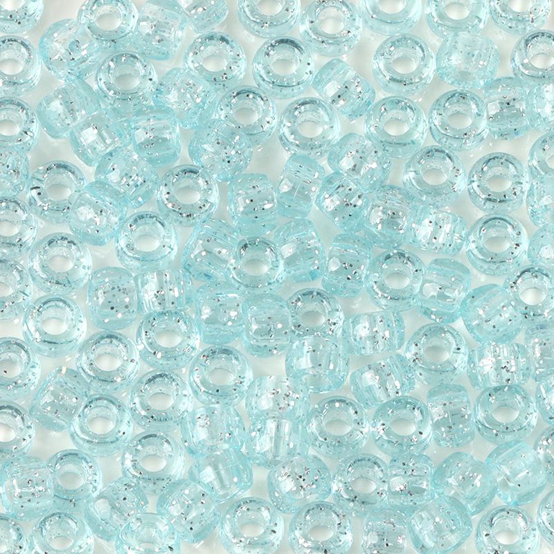 "100 Pcs Large Hole Transparent Frosted Barrel Beads - Colored Onion Powder Plastic Pony Beads for Dreadlocks and Wigs"