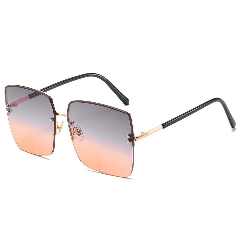 2020 Square Sunglasses, Street Shooting Personalized Rice Rimless Glasses Gradual Change Color Sunglasses Women