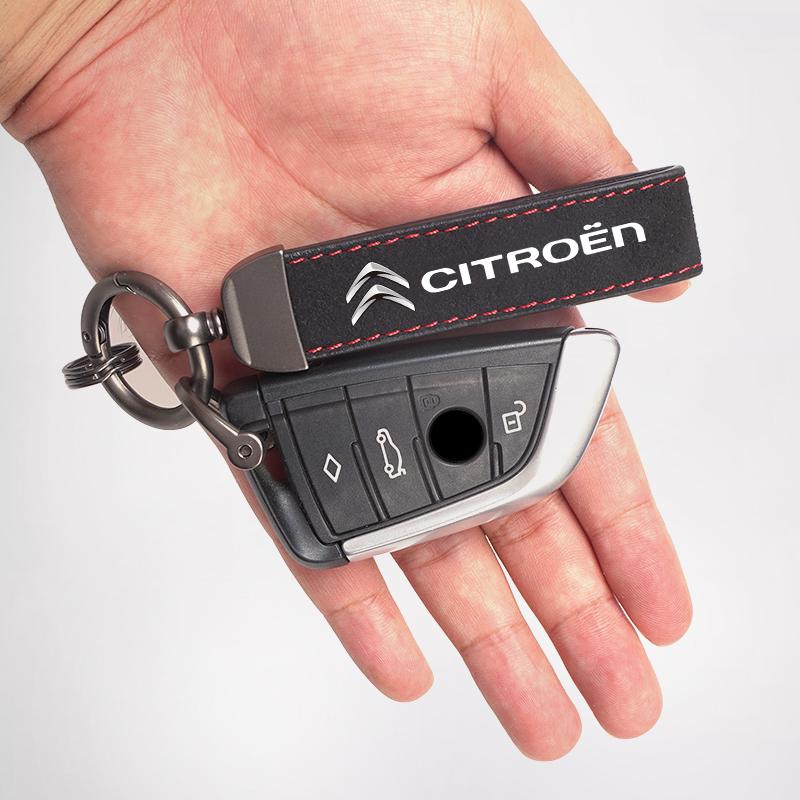 JOFT7 Suede Car Keyring Pendant Car Emblem Keychain For Citroen C1 DS3 C2 C3 Vts C4 Saxo C4L C5 C6 C8 Xsara C3-XR Picasso Berlingo
