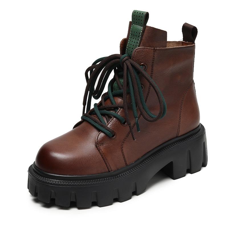 

Ботинки Martin из натуральной кожи, увеличенная высота, короткие сапоги с толстой подошвой 40 коричневый