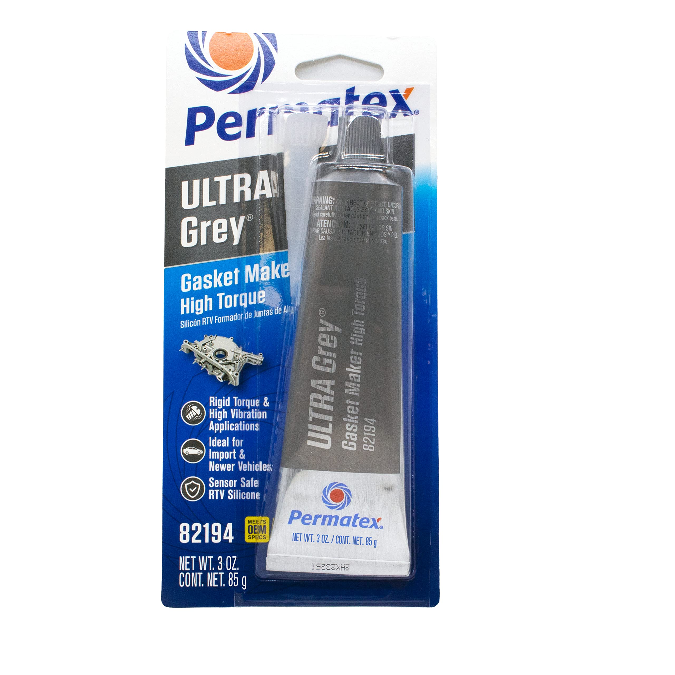 

zmart Permatex Ultra Grey RTV Силиконовый герметик для прокладок 3 унции Крышка клапанов Насос Впускной коллектор Торцевой уплотнитель Корпус термостата 82194