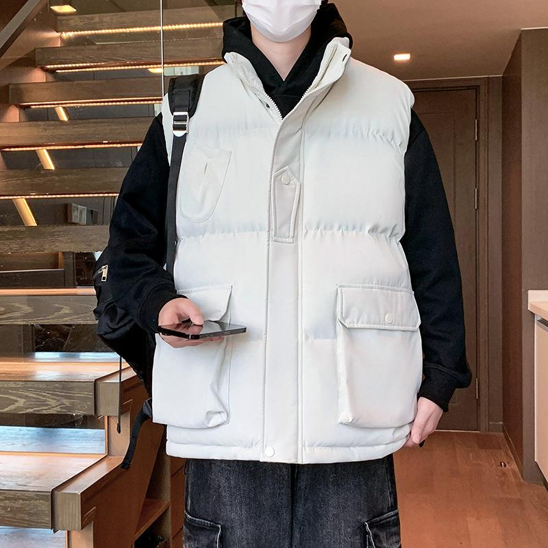 Loose Stand-up Collar Cotton Vest Men's Autumn and Winter Youth Versatile Stand-up Collar Cold-proof Warm Vest Jacket