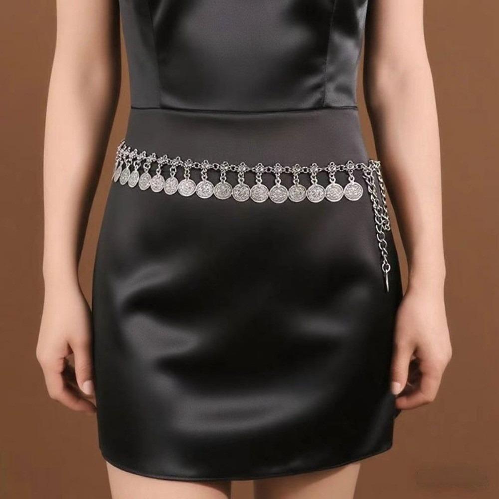 Zinc Zinc Alloy Belly Belt Adjustable Waist Decorative Chain Fashion Metal Coin Waist Chain Women Ladies