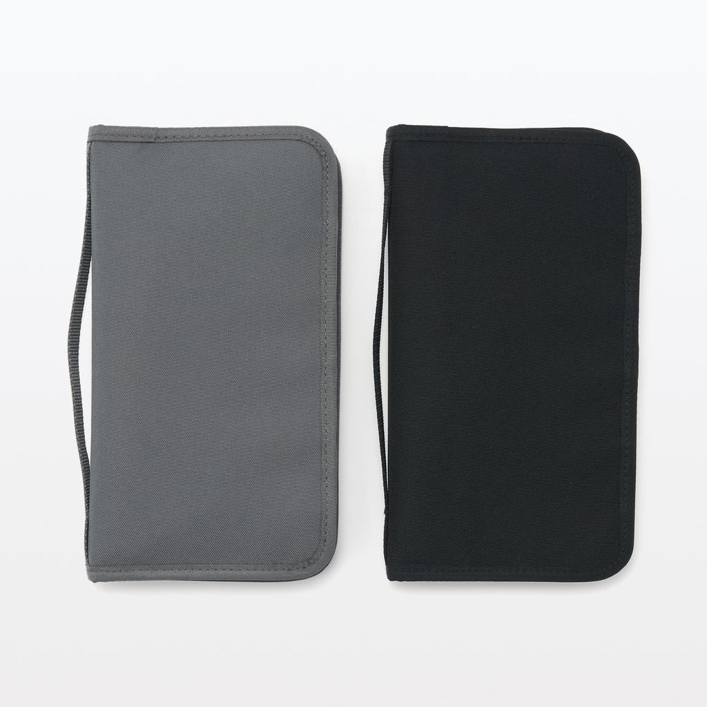 MUJI Polyester Passport Case with Clear X 13 X OHCA3A2S Pocket, Black, Approx. 23.5 2.5 Cm,