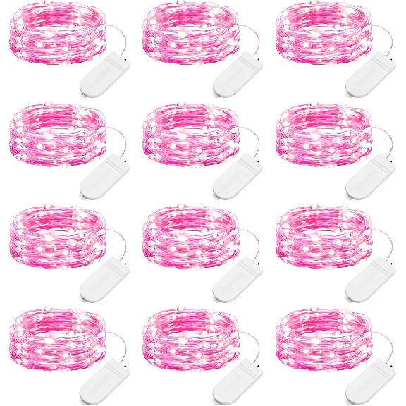 Brightown 12 Pack 7ft Battery Operated LED Fairy Lights for Xmas Decoration