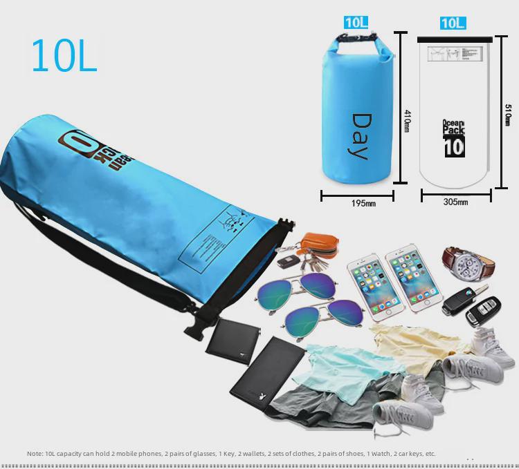 Wasserdichte PVC-Beuteltasche: Outdoor-Strand-, Drift- und Schwimmrucksack