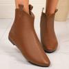New Fashion Women'S Vintage Booties Fall Fashion Pointed Toe Rear Zip Soft Leather Low Follower Single Boots