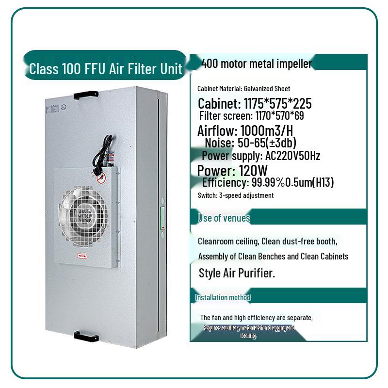 Industrial FFU Air Purifier - Cleanroom Laminar Flow Hood, Class 100/1000 Fan Filter Unit