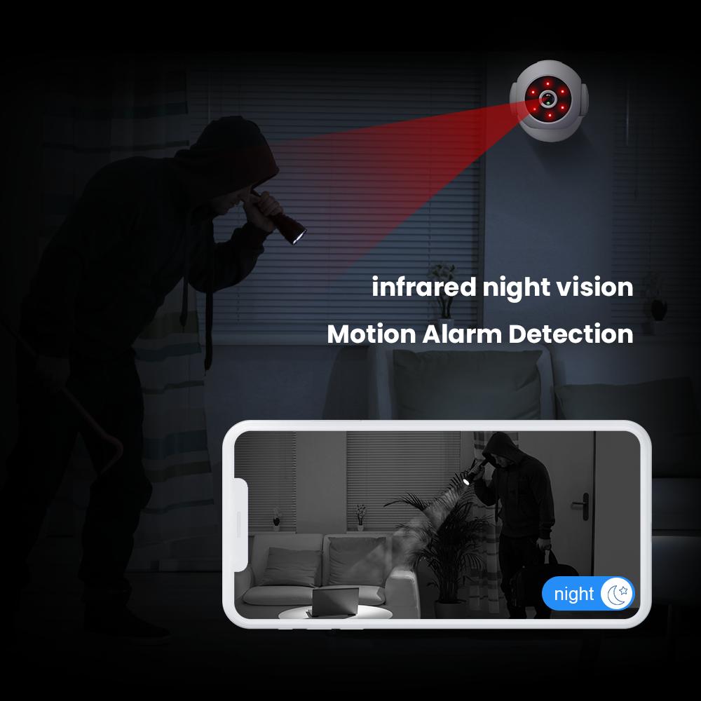 HD 170° Wide-angle Camera, 1080P Infrared Night Vision Security Surveillance, Loop Recording, Motion Detection, Video Recording Wireless WiFi Camera