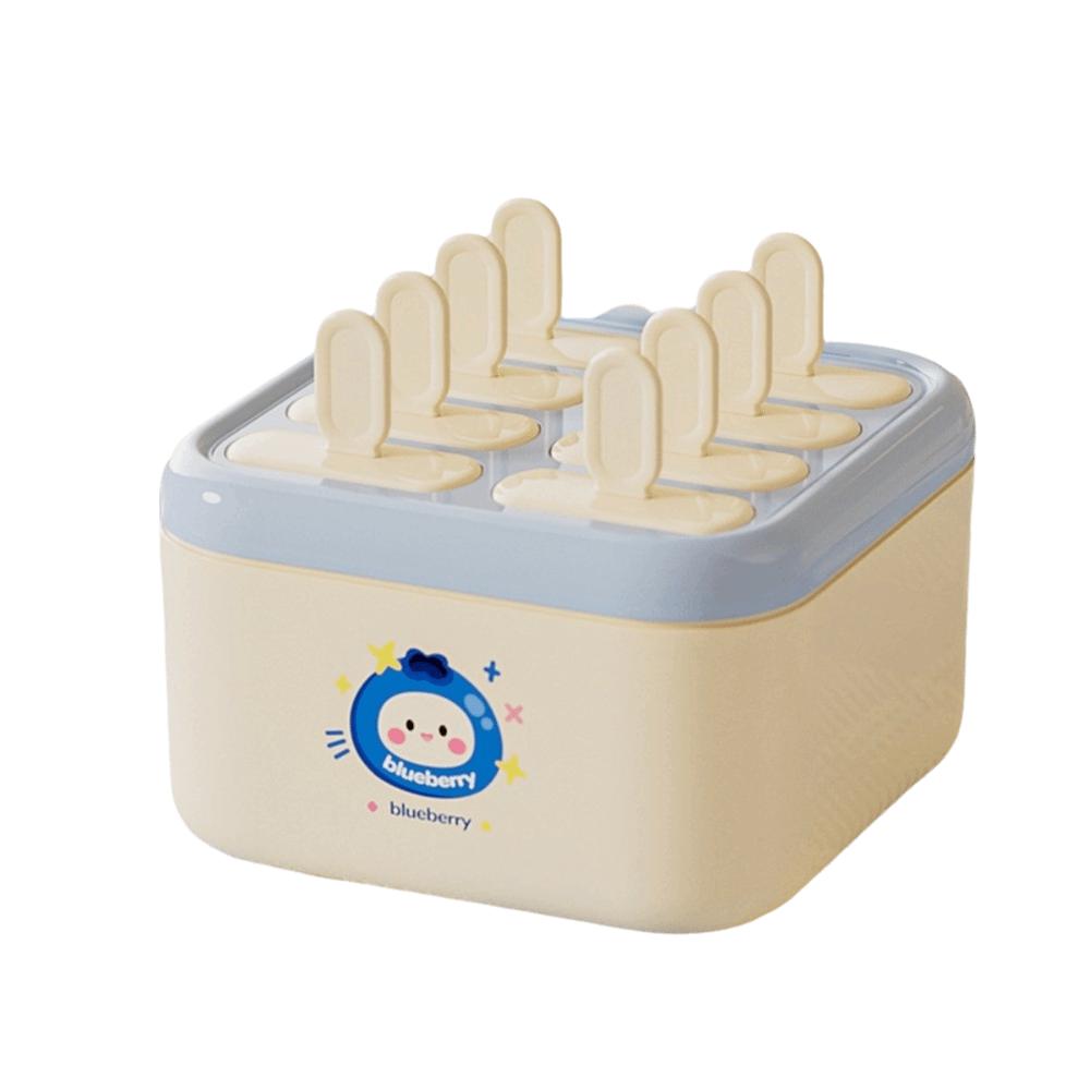 

Cartoon Ice Cream Mold 8 Grids Ice Cream Box Food Grade Ice Pop Maker DIY синий