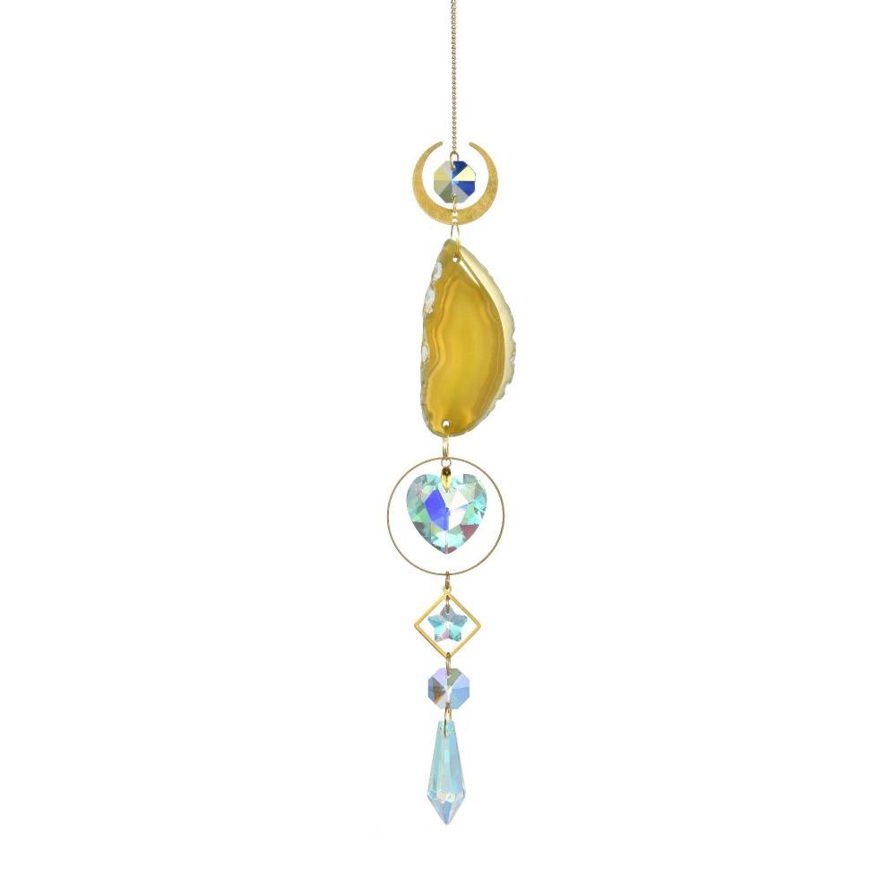

Natural Crystal Sun Catcher Original Stone Wind Chime Pendant Garden жёлтый