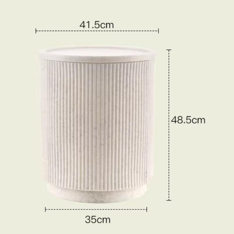 Simple Two-Tier Storage End Table Round Plastic Side Table with Drawer for Living Room Bedroom Small Circle Accent Table Ottoman