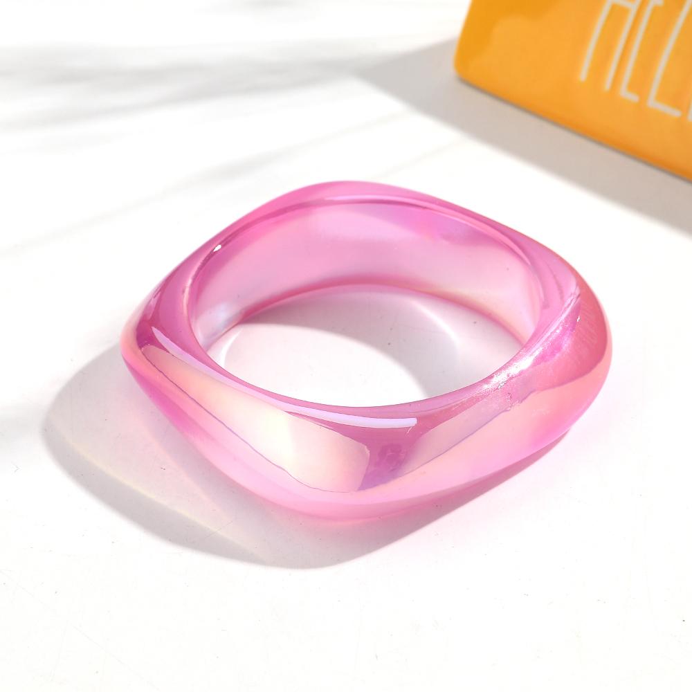 New AB Colorful Irregular Square Resin Wide Bangle for Women Statement Acrylic Geometric Bracelets Valentine's Day Jewelry Gifts