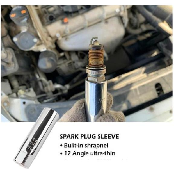 1 Pcs 14mm Magnetic Spark Plug Socket Thin Wall 3/8" Drive 12 Point Removal Tool
