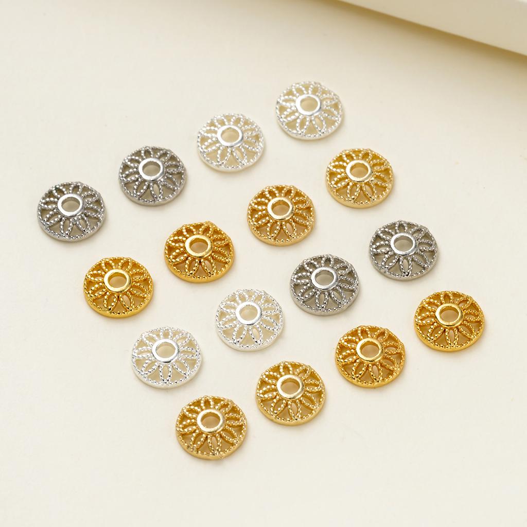 10Piece/Pack 14/18K Gold Color Plated Flower shape Beads Caps for DIY Necklace Bracelets Jewelry Making Accessories