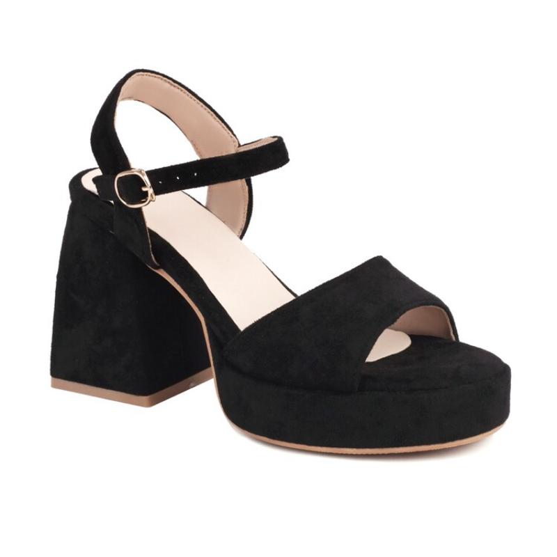 

Летние новые женские босоножки на высоком каблуке с открытым носком и толстой платформой 32 чёрный