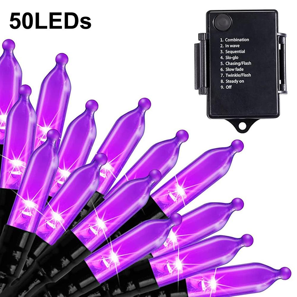 

5m 50 LEDs Pointed Bulb Fairy String Light Battery Operated 8 Modes Waterproof Ambiance Lamp