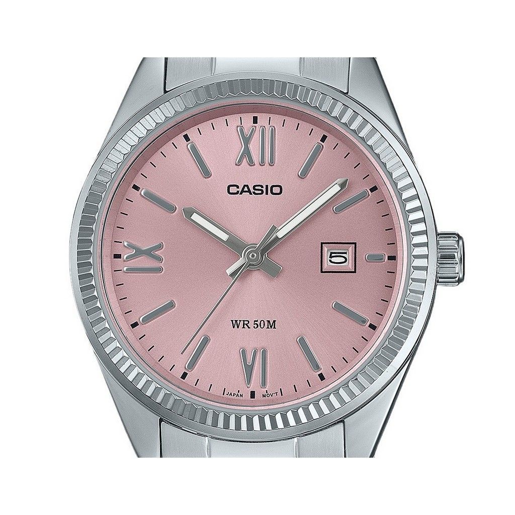 Casio Normál analóg rozsdamentes acél, rózsaszín számlapú kvarc LTP-1302DD-4A1V női karóra