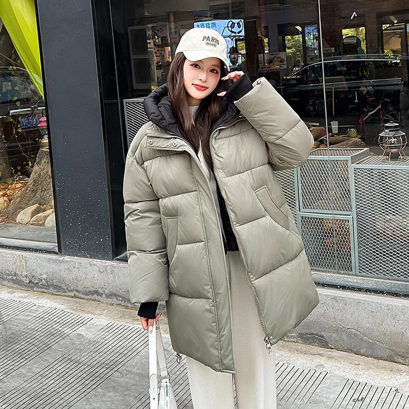 Down Cotton-padded Clothes for Women's Winter New Medium and Long Knee-padded Clothes, Loose Student Cotton-padded Jackets, and Thick Coats.