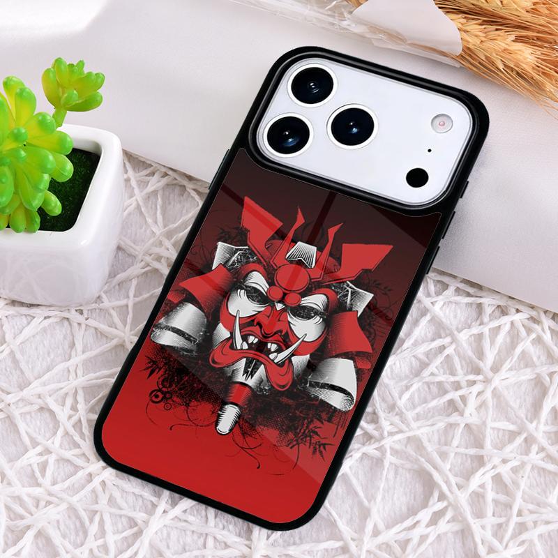 Masque Casque de Guerrier Japonais Samouraï Housse de Téléphone Souple Résistante aux Chocs pour iPhone 17 Air 16e 15 11 12 14 13 Pro Max Coque