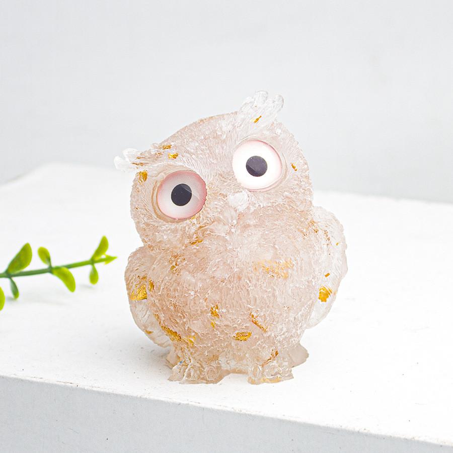 

Natural Crystal Owl Car Ornament For Office Desk Decor Gift For Kids Style A