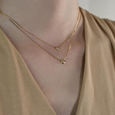 Klassische Bubble Minimalistische Halskette: S925 Silber, 18K vergoldet mit Zirkonia-Anhänger, Schlangenkettenglieder für Damen