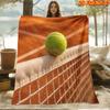 1pc Tennis-Themed Blanket Suitable for All Seasons, Soft Flannel Throw Bedspread with Tennis Racket & Print, Machine Washable Polyester Bedspread for