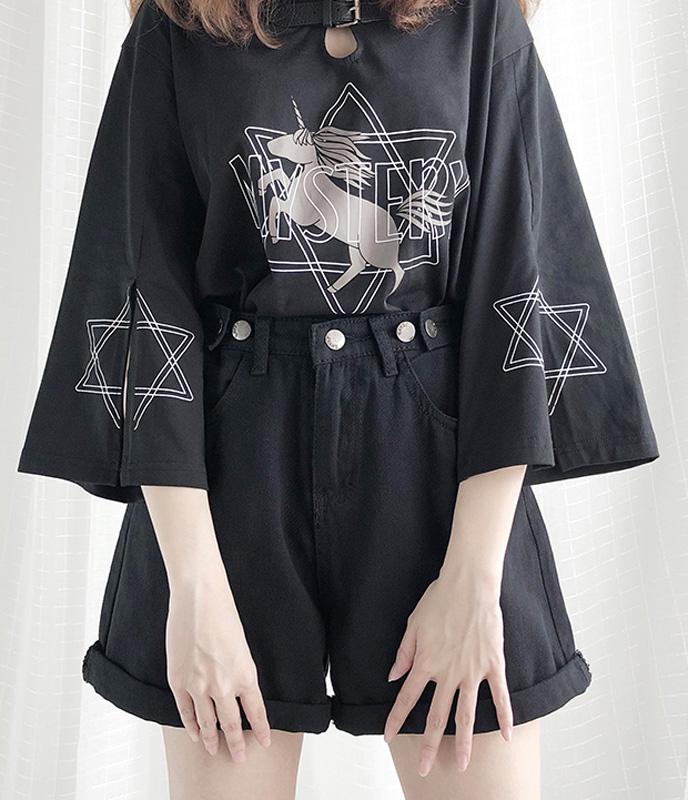 SCIONE 2020 Jean Shorts Female Curling High Waist Loose Wide Legs Summer Shorts