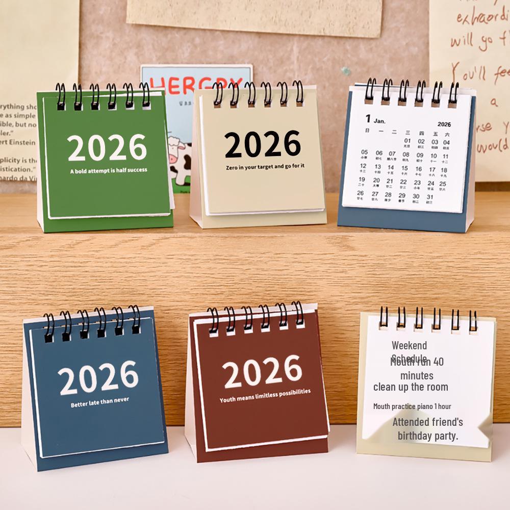2026 Mini Simple Desk Calendar - Creative Student Desktop Ornament and Stationery Gift