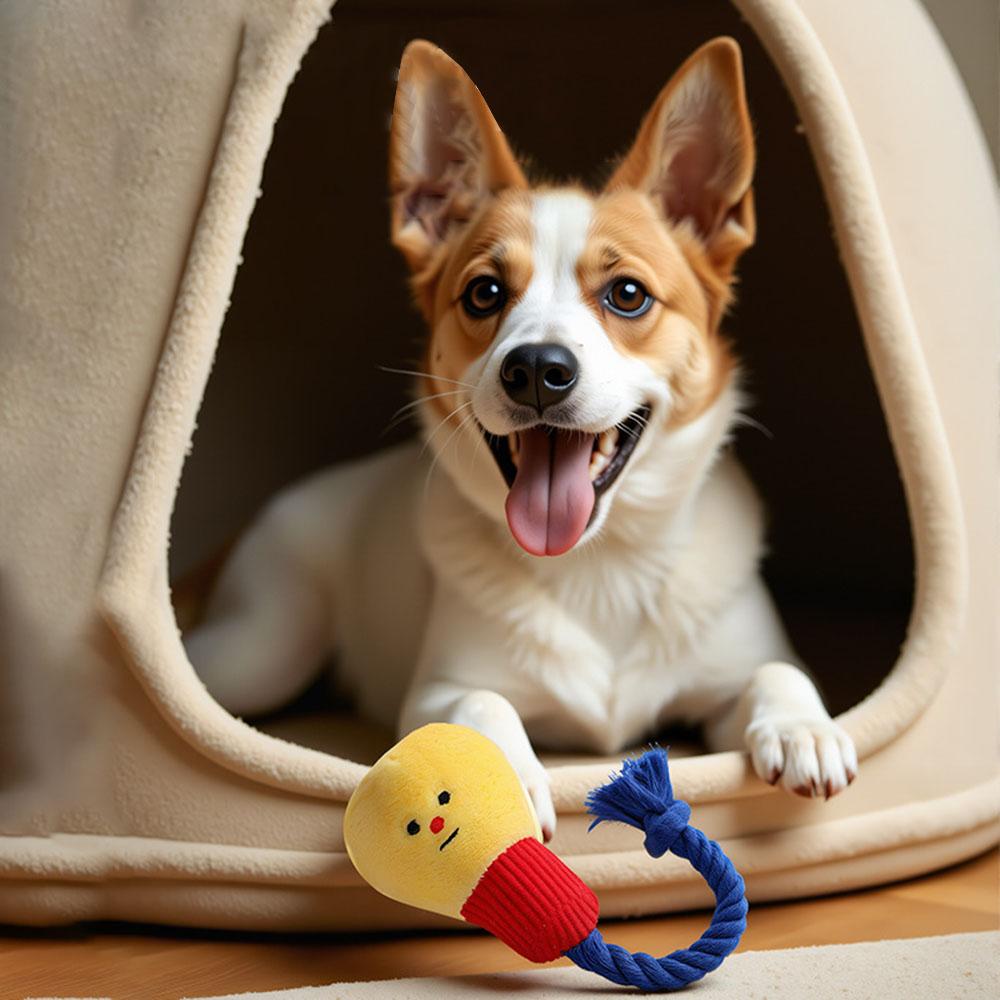 Søt Lyspære Plysj Hundeleke - Pipete Kjæledyr Tyggeleke Slitesterk Myk Plysjleke for Katter Hunder Valper Kjæledyrutstyr