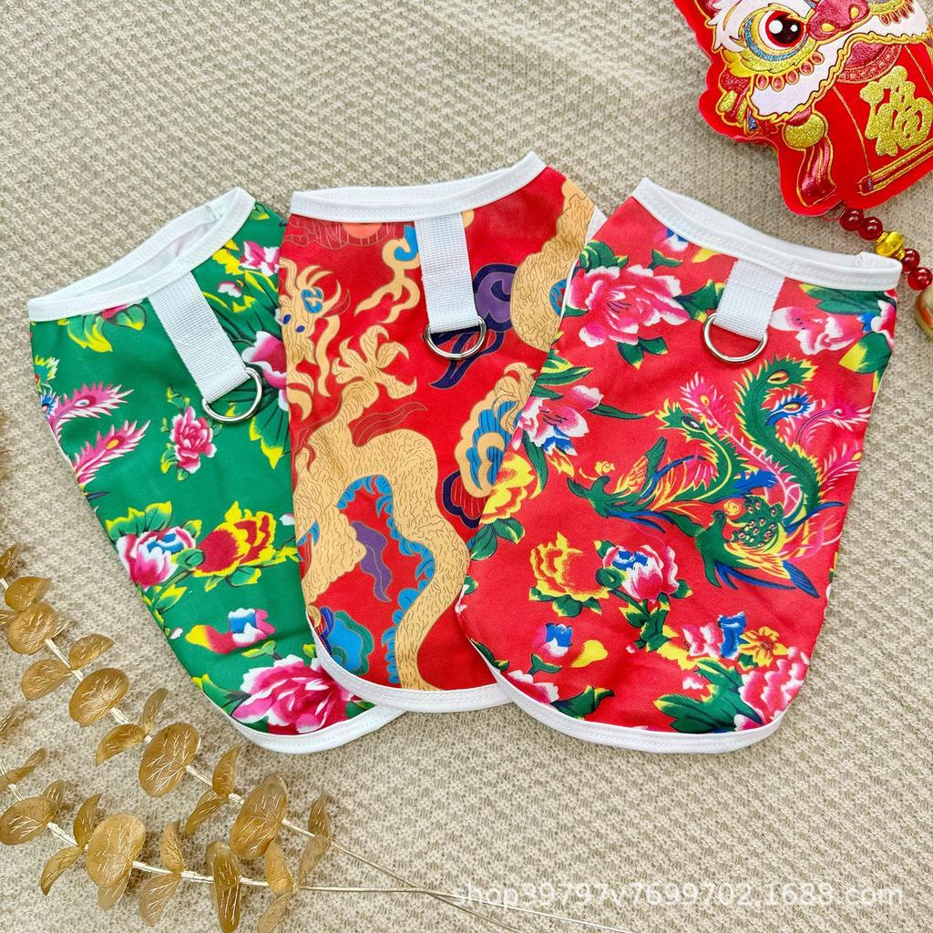 Dog cat clothes spring and autumn light flower vest dog clothes pet clothing anti-hair loss teddy small and medium dog
